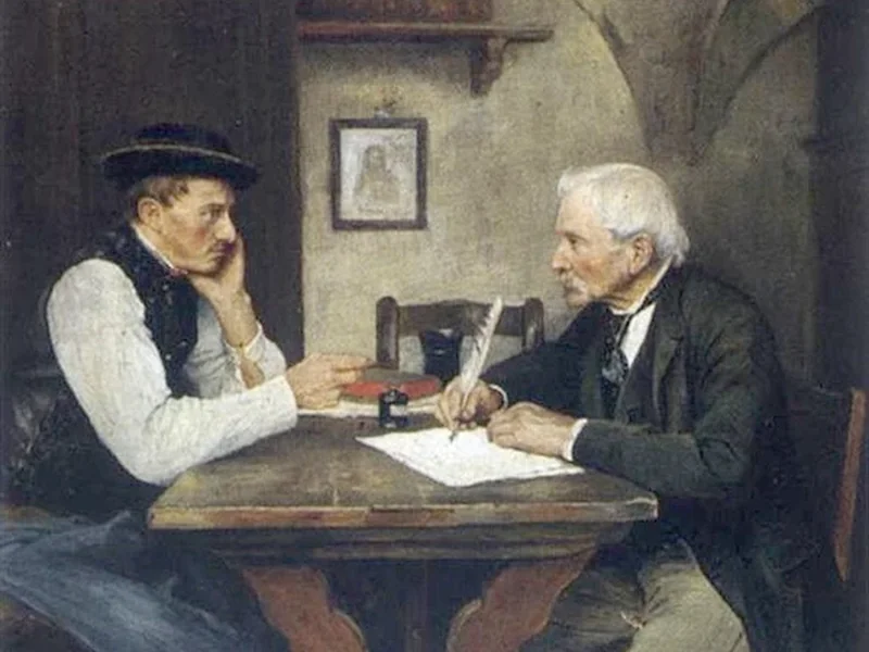 1847-August J. Grosz - Presso l'ufficio del segretario del villaggio